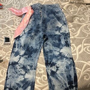 Juicy Couture Blue Tie-Dye Flare Jeans